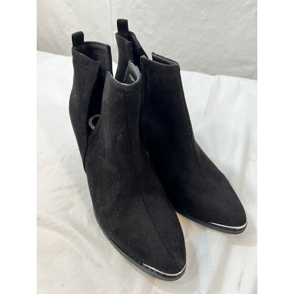 JOURNEE COLLECTION Black Issla Almond Toe Block Heel Slip On Booties Size 6.5 - Picture 3 of 16